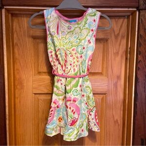 Girls Blue Juniper Sleeveless Dress Size 6X Pink Tie